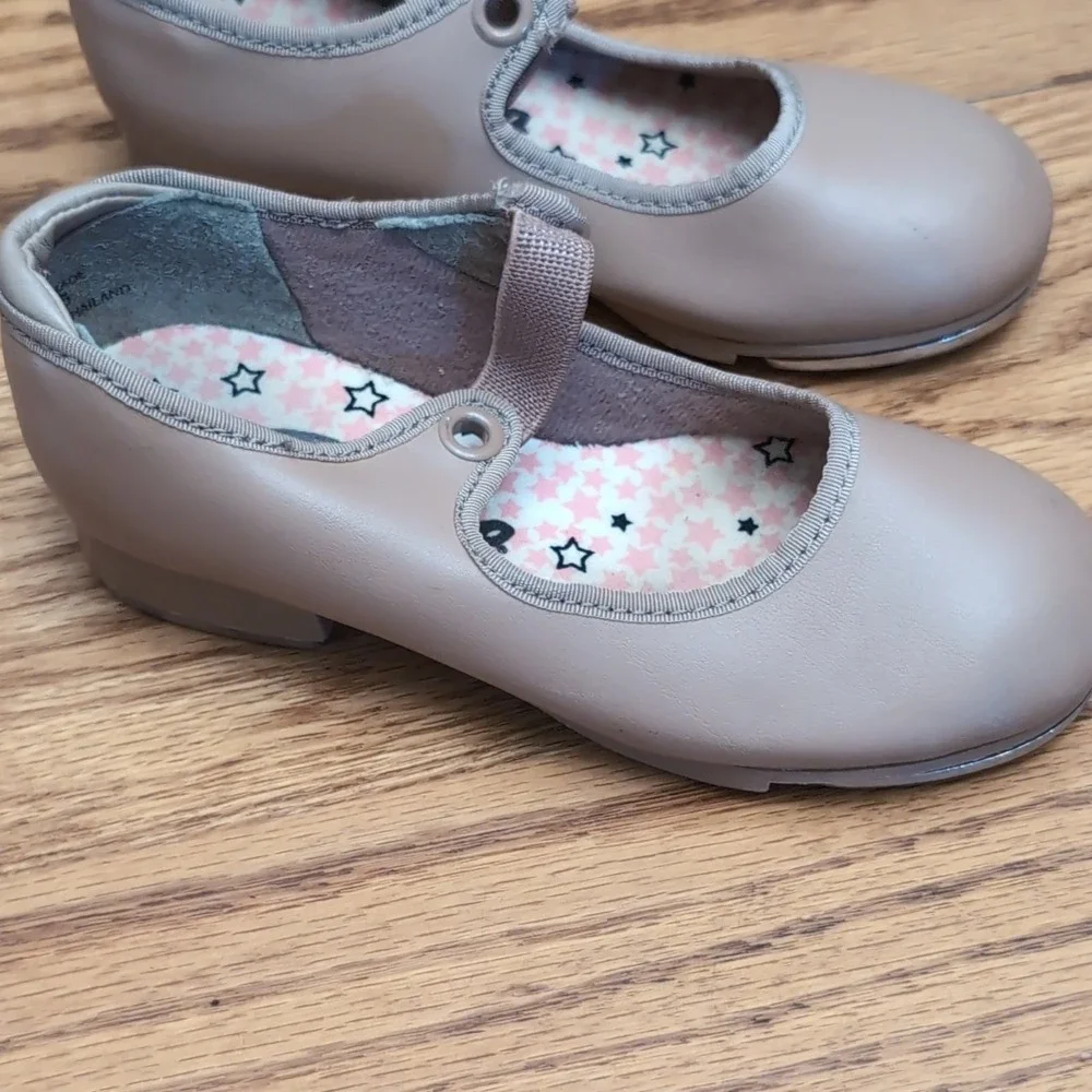 Capezio Jr Tyette N625C Girls Tap Shoes Tan 9 M Attached Taps